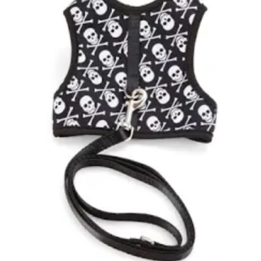 Skull Pattern Cat Harness with Leash